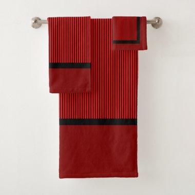 Red And Black Bath Towel Set