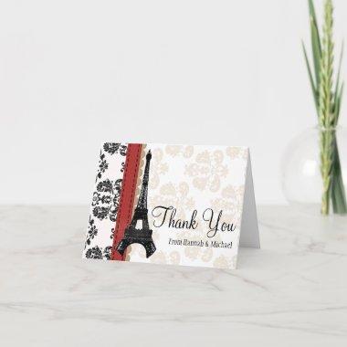 RED AND BLACK DAMASK EIFFEL TOWER THANK YOU