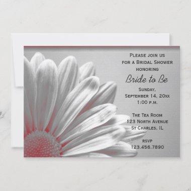 Red and Gray Floral Highlights Bridal Shower Invitations