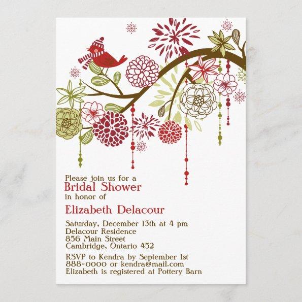 Red Bird Whimsical Winter Bridal Shower Invitations