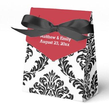 Red Black and White Tapestry Wedding Favor Boxes
