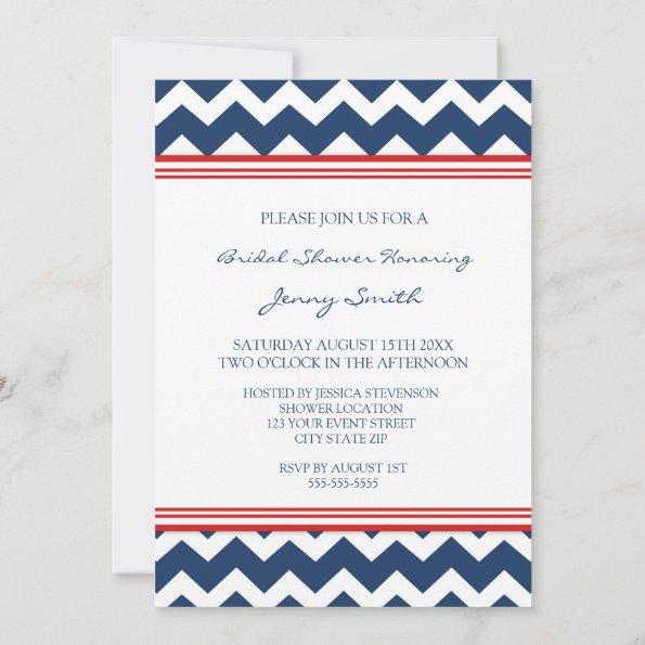 Red Blue Chevron Bridal Shower Invitation Invitations