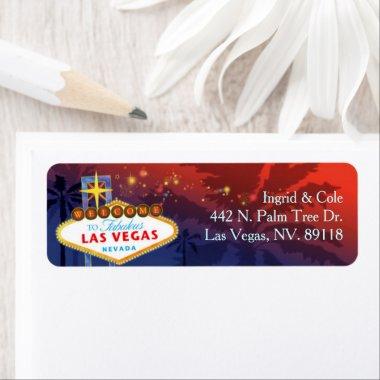 Red + Blue Unique Las Vegas Wedding Address Label