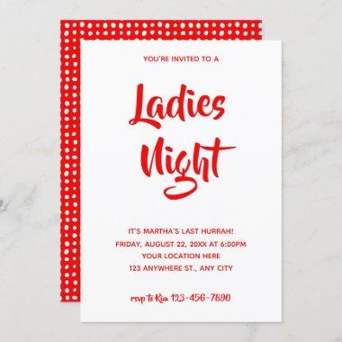 Red Casual Script | Ladies Night Bridal Shower Invitations