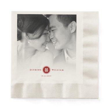 Red Circle Double Happiness Chinese Wedding Photo Paper Napkins