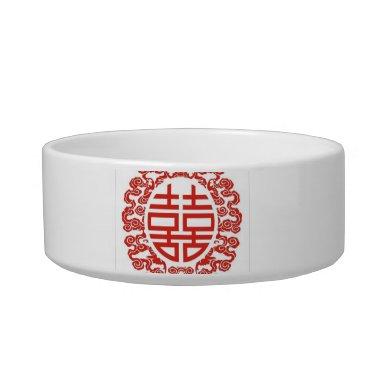 red double happiness modern chinese wedding bowl