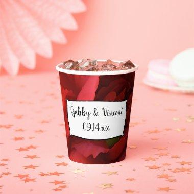 Red Floral Carnation Wedding Paper Cups
