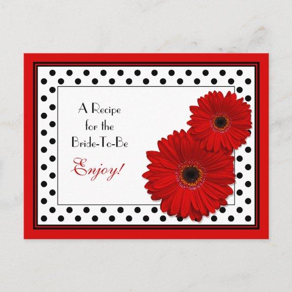 Red Gerbera Daisy Recipe Invitations for the Bride to Be