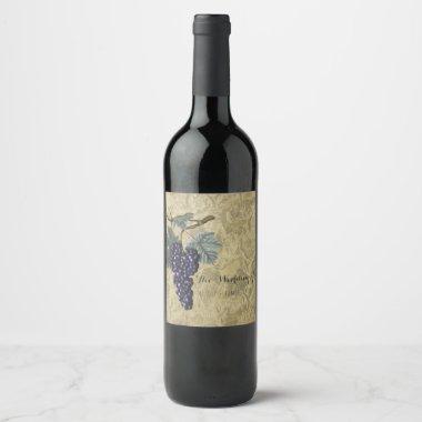 Red Grapes Elegant Vineyard Custom Wedding Wine Wine Label