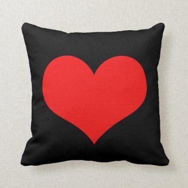 Red Heart Cute Valentine's Day Black Custom Color Throw Pillow