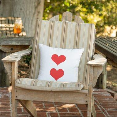 Red Hearts Valentine's Day White Custom Color Gift Outdoor Pillow