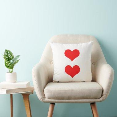 Red Hearts Valentine's Day White Custom Color Gift Throw Pillow