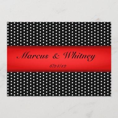 Red Ribbon And White Polka Dots Save The Date Invitations