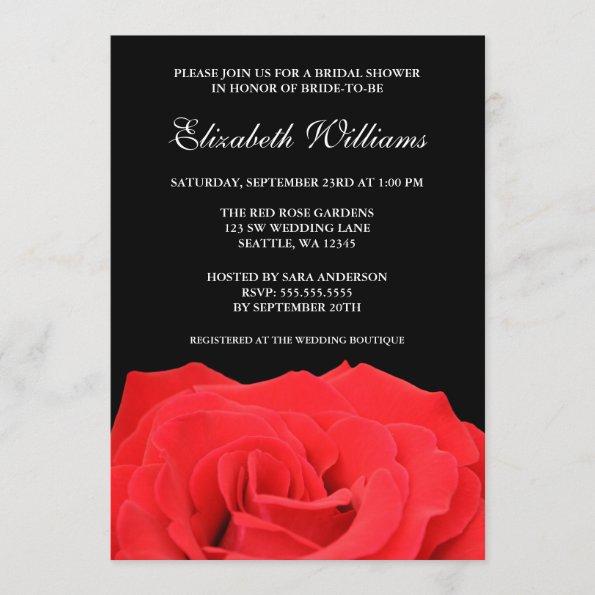 Red Rose and Black Bridal Shower Invitations