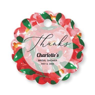 Red Roses Thank You Scalloped Favor Tags