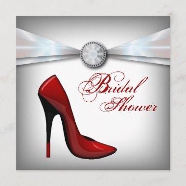 red Stiletto Bridal Shower bachelorette party Invitations