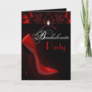 red Stiletto Bridal Shower bachelorette party Invitations