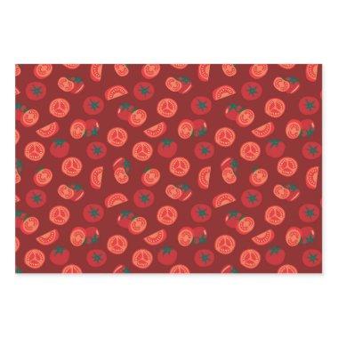 Red tomato pattern wrapping paper sheets