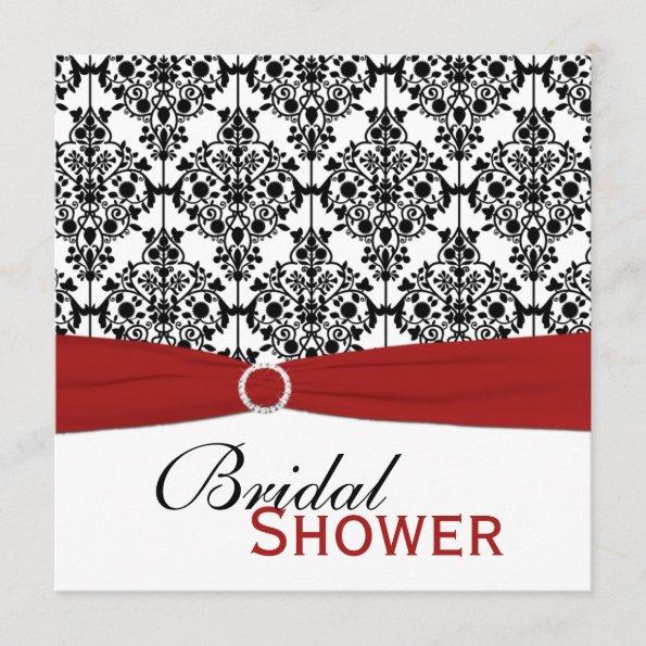Red, White, and Black Damask Bridal Shower Invite