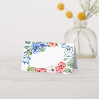 Red White and Blue Floral Patriotic Place Invitations