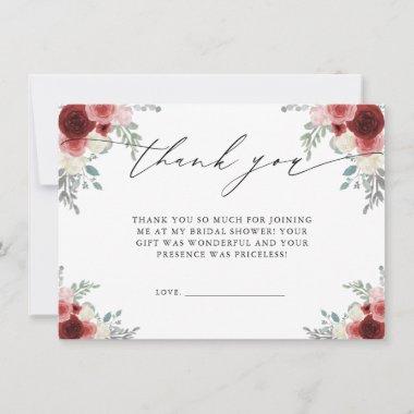 Red Wine & Floral Thank You Invitations