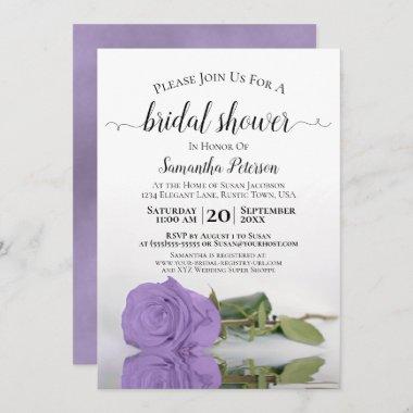 Reflecting Lavender Purple Rose Bridal Shower Invitations