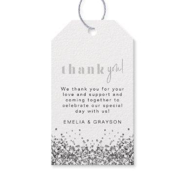 REGINA Silver Glitter Sequins Thank You Gift Tag