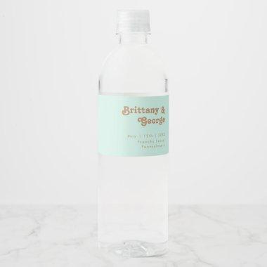 Retro Beach | Aqua Water Bottle Label