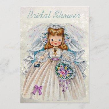 Retro Bride Bridal Shower Front Back Double Sided Invitations