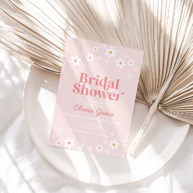 Retro Daisy Pink Bridal Shower Invitations