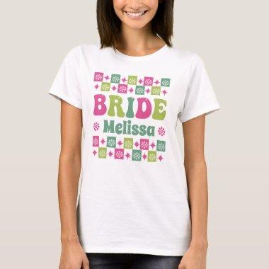 Retro Floral Bride Bridal Shower Name Personalized T-Shirt