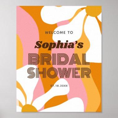 Retro Groovy Daisy Bridal Shower Welcome Poster
