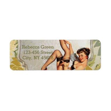 retro pin up girl vintage Bridal Shower Tea Party Label