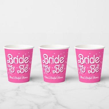 Retro Pretty Pink Malibu Stars Bridal Shower Paper Cups