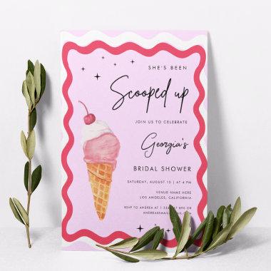 Retro Shes Been Scooped Up Ice Cream Bridal Shower Invitations