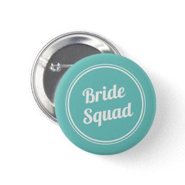 Retro Turquoise Bride's Squad Bridesmaid Button