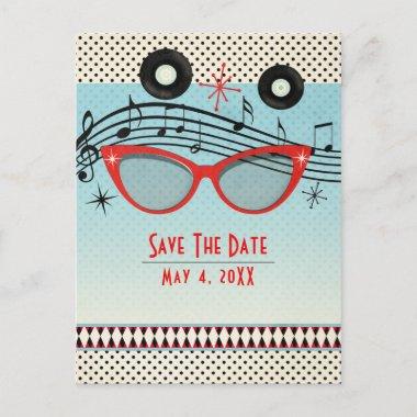 Retro Vintage 1950's Fifties Party Save the Date Announcement PostInvitations