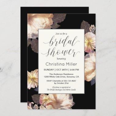 Rich Moody Floral Elegant Bridal Shower Invitations