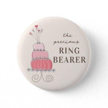 RING BEARER Sweet Pink Wedding Cake Name Tag Pinback Button