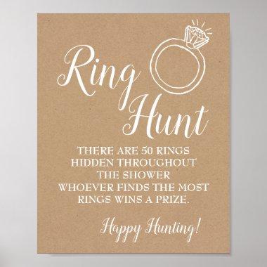 Ring hunt game Bridal shower rustic wedding sign