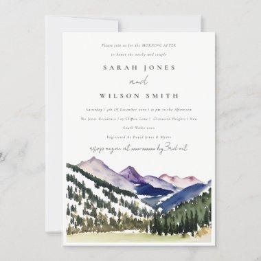 Rocky Snow Pine Mountain Landscape Bridal Shower Invitations