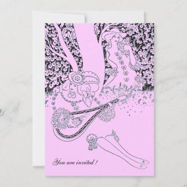 ROMANCE /ROMANTIC LOVERS PINK LILAC WEDDING PARTY Invitations