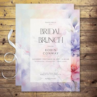 Romantic Blue Purple & Pink Floral Bridal Brunch Invitations