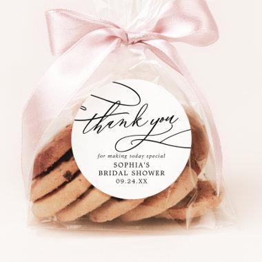 Romantic Calligraphy Bridal Shower Thank You Favor Classic Round Sticker