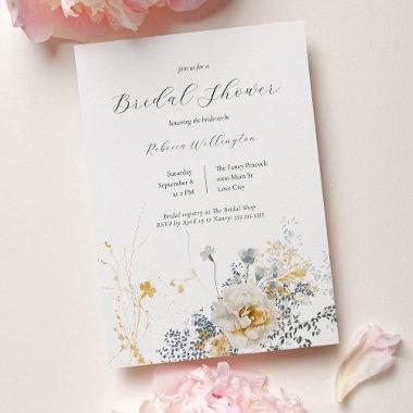 Romantic Elegant Floral Watercolor Bridal Shower Invitations