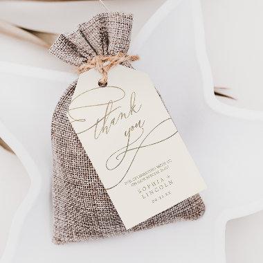 Romantic Gold Calligraphy | Ivory Thank You Favor Gift Tags