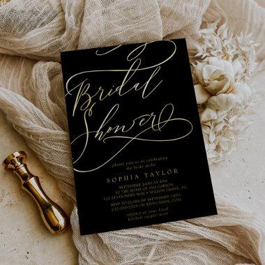 Romantic Gold Foil | Black Bridal Shower Foil Invitations