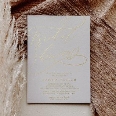 Romantic Gold Foil | Ivory Bridal Shower Foil Invitations