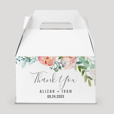 Romantic Peony Flowers Thank You Wedding Favor Boxes