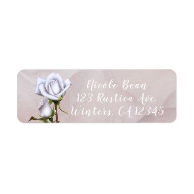 Romantic Soft White Roses Elegant Floral Wedding Label